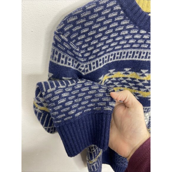 Lorenzo Magni Woman M Wool Blend Blue Pullover Knit Sweater Italy Textured - Picture 6 of 8